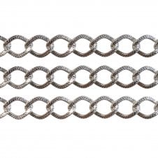 6x8mm Textured Link Curb Chain - Silver Plated - 1m