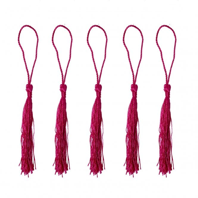 70mm Polyester Tassel with Loop - Cerise - 5pcs