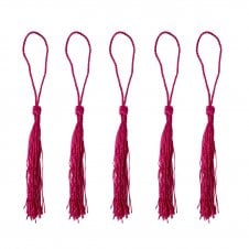 70mm Polyester Tassel with Loop - Cerise - 5pcs