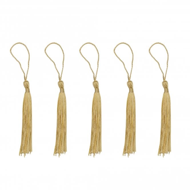 70mm Polyester Tassel with Loop - Gold - 5pcs