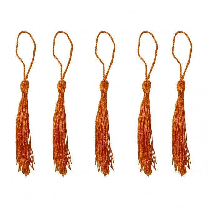70mm Polyester Tassel with Loop - Orange - 5pcs