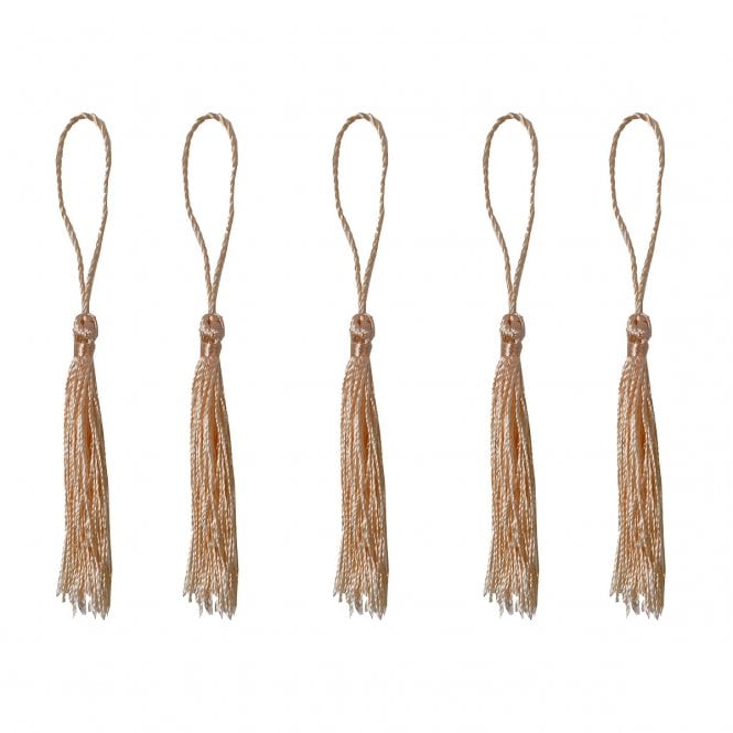 70mm Polyester Tassel with Loop - Pale Peach - 5pcs