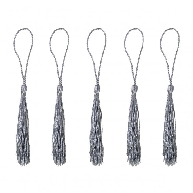 70mm Polyester Tassel with Loop - Silver - 5pcs