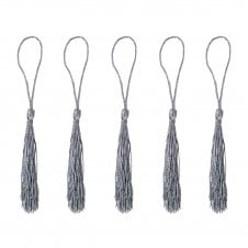 70mm Polyester Tassel with Loop - Silver - 5pcs