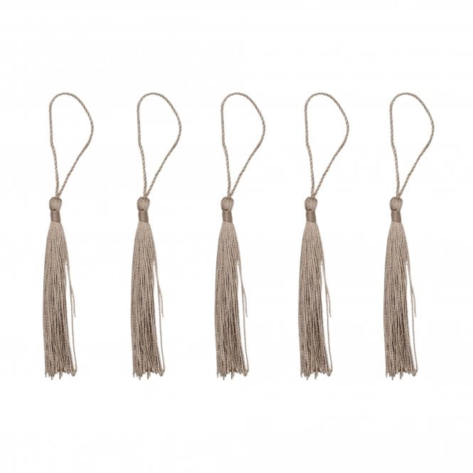 70mm Polyester Tassel with Loop - Tan - 5pcs