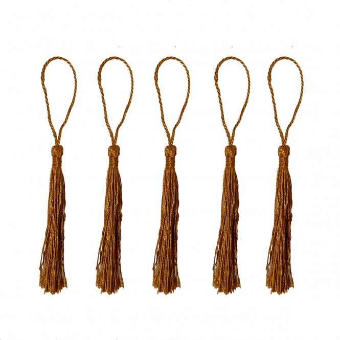 70mm Polyester Tassel with Loop - Toffee - 5pcs