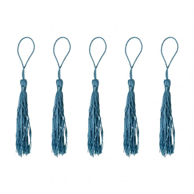 70mm Polyester Tassel with Loop - Turquoise - 5pcs