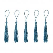 70mm Polyester Tassel with Loop - Turquoise - 5pcs