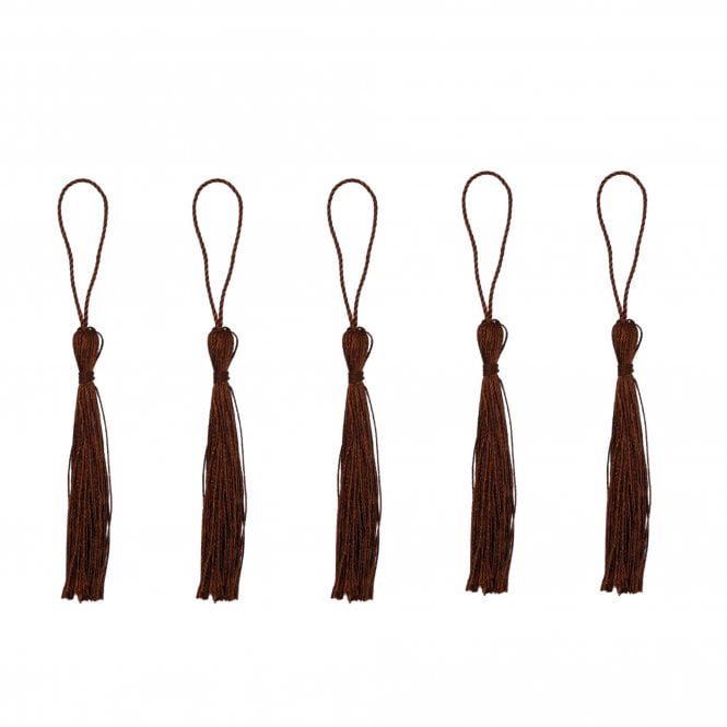 70mm Polyester Tassel with Loop - Warm Brown - 5pcs