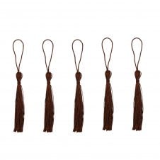 70mm Polyester Tassel with Loop - Warm Brown - 5pcs