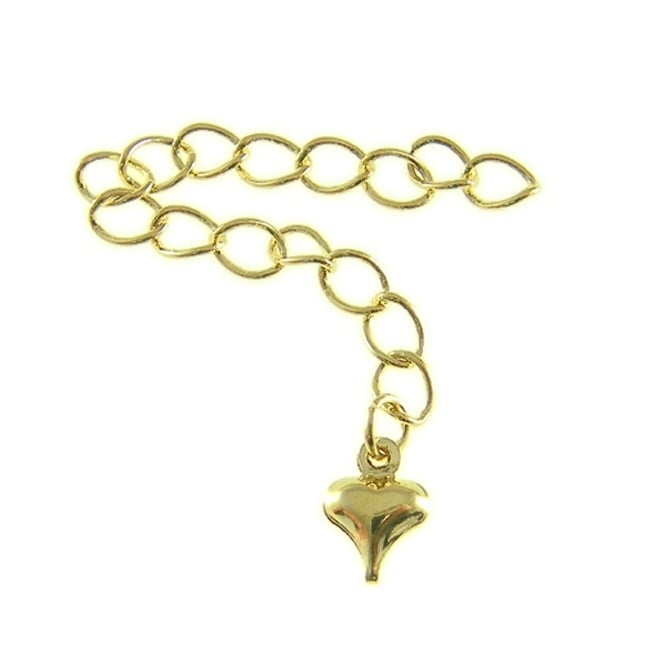 75mm Extension Chain with Heart - Gold Plated - 5pcs
