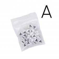 7x4mm 'A' Letter/Alphabet Bead Individual Letter Pack - White -  30pcs appox