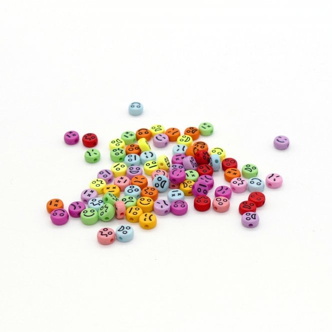 7x4mm Acrylic Emoji Beads - Multi Coloured - 10g
