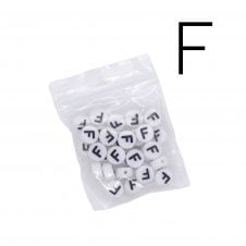 7x4mm 'F' Letter/Alphabet Bead Individual Letter Pack - White -  30pcs appox