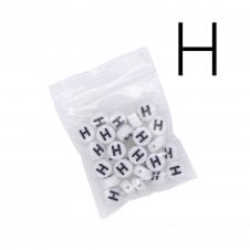 7x4mm 'H' Letter/Alphabet Bead Individual Letter Pack - White -  30pcs appox