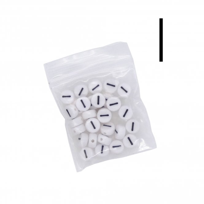 7x4mm 'I' Letter/Alphabet Bead Individual Letter Pack - White -  30pcs appox
