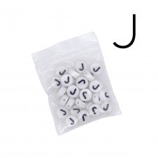 7x4mm 'J' Letter/Alphabet Bead Individual Letter Pack - White -  30pcs appox