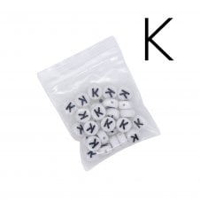 7x4mm 'K' Letter/Alphabet Bead Individual Letter Pack - White -  30pcs appox