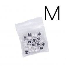 7x4mm 'M' Letter/Alphabet Bead Individual Letter Pack - White -  30pcs appox