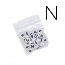 7x4mm 'N' Letter/Alphabet Bead Individual Letter Pack - White -  30pcs appox
