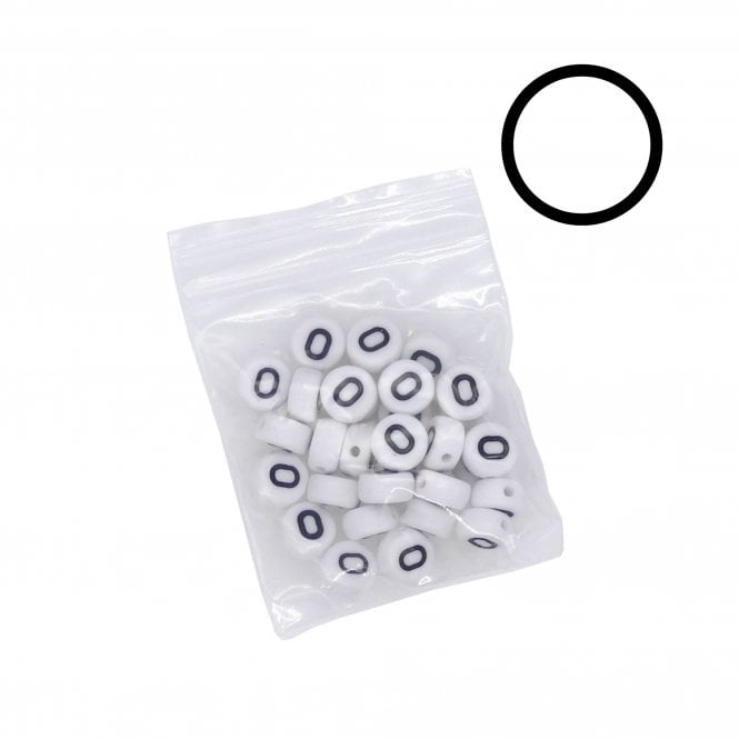 7x4mm 'O' Letter/Alphabet Bead Individual Letter Pack - White -  30pcs appox