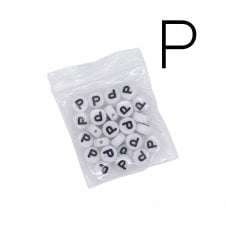 7x4mm 'P' Letter/Alphabet Bead Individual Letter Pack - White -  30pcs appox