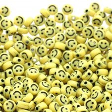 7x4mm Smiley Face  Plastic Bead Mix - Yellow - 15g (125 beads apx)