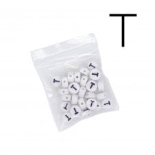 7x4mm 'T' Letter/Alphabet Bead Individual Letter Pack - White -  30pcs appox
