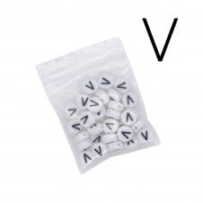 7x4mm 'V' Letter/Alphabet Bead Individual Letter Pack - White -  30pcs appox