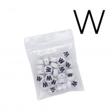 7x4mm 'W' Letter/Alphabet Bead Individual Letter Pack - White -  30pcs appox
