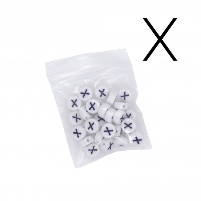 7x4mm 'X' Letter/Alphabet Bead Individual Letter Pack - White -  30pcs appox