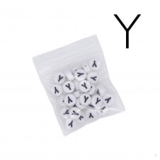 7x4mm 'Y' Letter/Alphabet Bead Individual Letter Pack - White -  30pcs appox