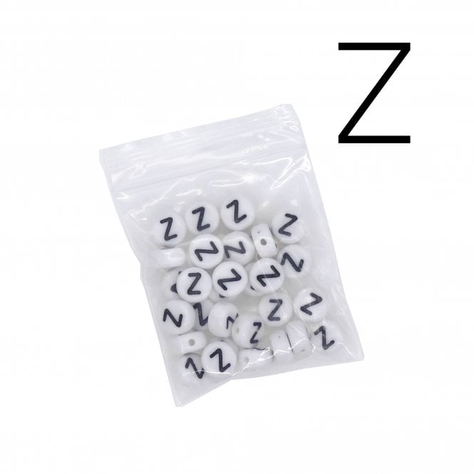 7x4mm 'Z' Letter/Alphabet Bead Individual Letter Pack - White -  30pcs appox