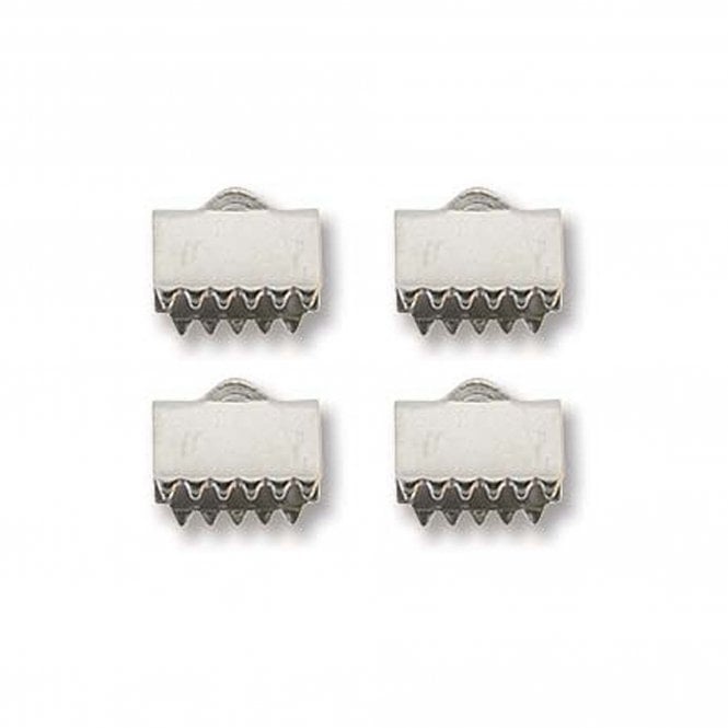 8.5mm Ribbon Clamps Cord End Crimps - Stainless Steel - 4pcs