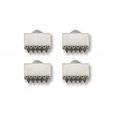 8.5mm Ribbon Clamps Cord End Crimps - Stainless Steel - 4pcs