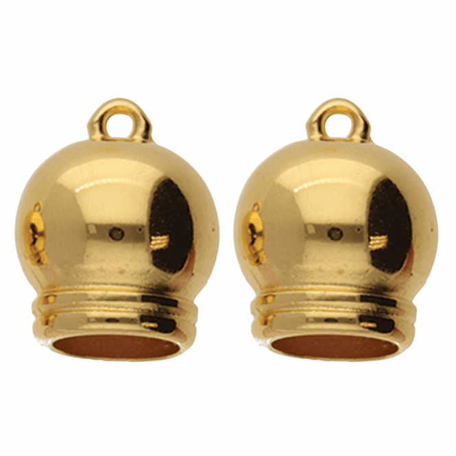 8mm Barrel End Cap/Bell Closer - Antique Gold Plated - 2pcs