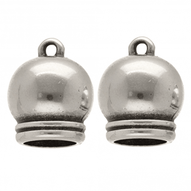 8mm Barrel End Cap/Bell Closer - Antique Silver Plated - 2pcs