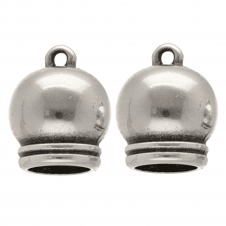 8mm Barrel End Cap/Bell Closer - Antique Silver Plated - 2pcs