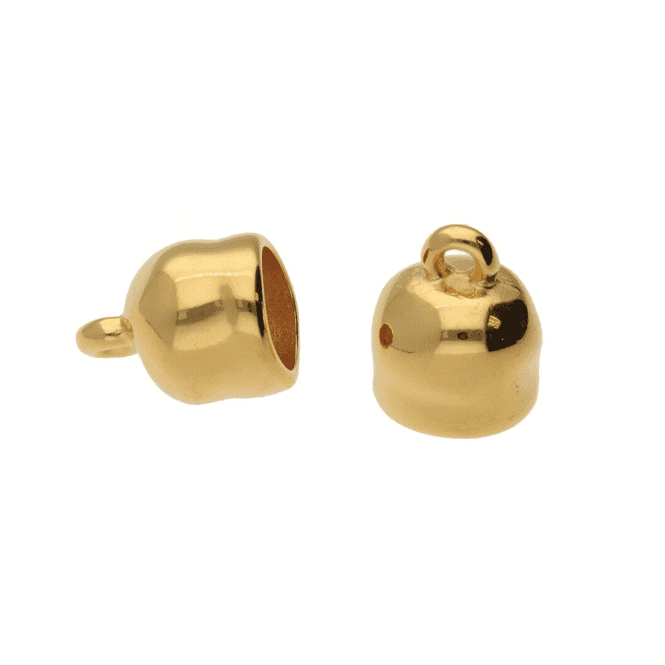 8mm Chunky End Cap/Bell Closer - Antique Gold Plated - 2pcs