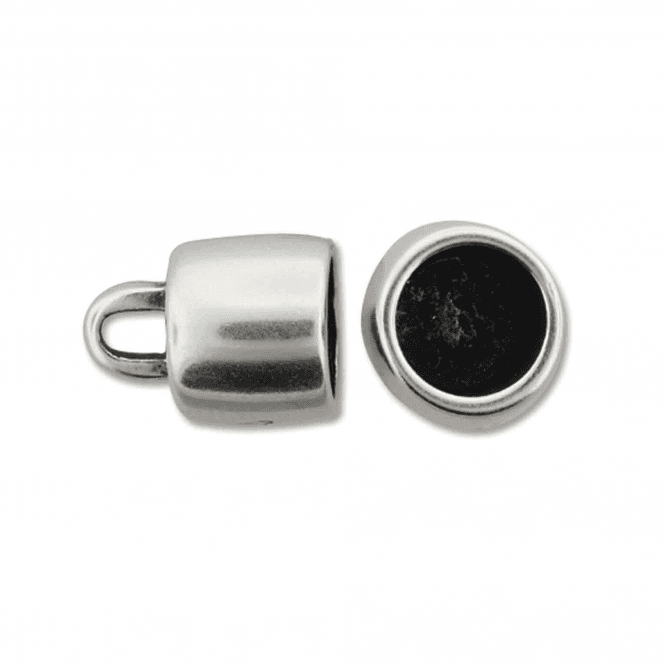 8mm Chunky End Cap/Bell Closer - Antique Silver Plated - 2pcs
