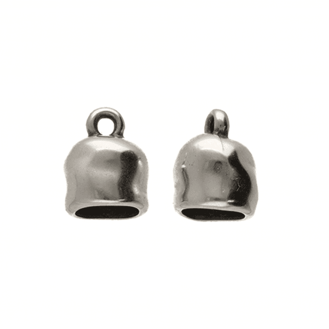 8mm Chunky End Cap/Bell Closer - Antique Silver Plated - 2pcs