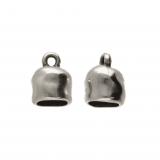 8mm Chunky End Cap/Bell Closer - Antique Silver Plated - 2pcs