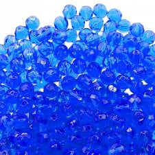 8mm Czech Faceted Round Glass Bead - Aquamarine - 20pcs