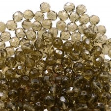 8mm Czech Faceted Round Glass Bead - Black Diamond - 20pcs