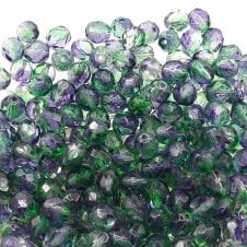 8mm Czech Faceted Round Glass Bead - Dual Coated - Blueberry/Green Tea - 20pcs