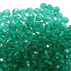 8mm Czech Faceted Round Glass Bead - Emerald - 20pcs