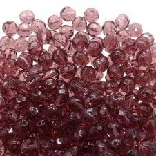 8mm Czech Faceted Round Glass Bead - Light Amethyst - 20pcs