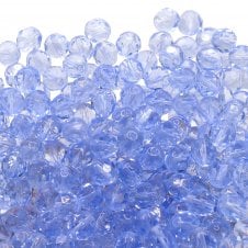 8mm Czech Faceted Round Glass Bead - Light Sapphire - 20pcs