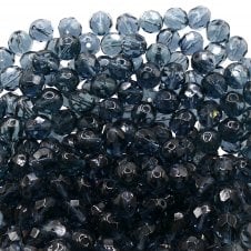 8mm Czech Faceted Round Glass Bead - Montana Blue - 20pcs