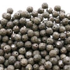 8mm Czech Faceted Round Glass Bead - Opaque Grey - 20pcs
